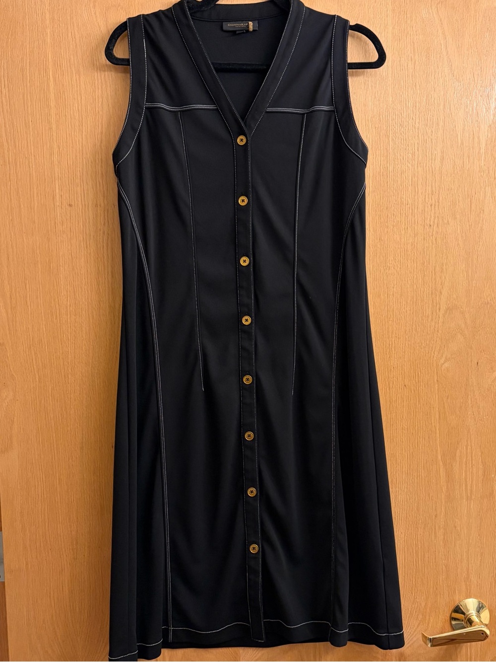 Donna Karan Black Vneck Dress